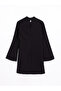 Black Mock Neck Straight Long Sleeve A-Line Dress - 7
