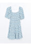 Xside Blue Boat Neck Floral Women's Dress - 5