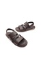 Lightweight Design Genuine Leather Men's Brown Velcro Comfort Sandals - 5