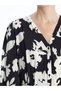 Lcwaikiki Classic Black Printed V Neck Floral Oversize Dress for Women - 3
