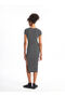 LCW Crew Neck Striped Short Sleeve Women's Bodycon Dress - 4