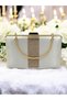 Skin Color Satin Gold Stone Women's Evening Dress Bag Evening Bag - 6