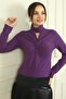 Women's Lycra Blouse with Front Window and Knot Detail - 3
