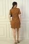 A Pleat Dress with Button Front Short Sleeve Belt - 4