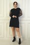 Women's Round Neck Pearl Detail Tulle Sleeve Short Dress - 3
