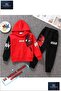 Hooded Children's Printed Tracksuit Set with "Orumcadam Red / Black"