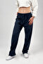 Women's Soft Textured Cotton Elastic Waist Loose Leg Oversize Sweatpants Pajama Bottoms Navy Blue - 6