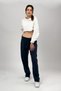 Women's Soft Textured Cotton Elastic Waist Loose Leg Oversize Sweatpants Pajama Bottoms Navy Blue