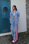 Women's Denim Garnished Side Stripe Palazzo Bottom Top Suit - 3