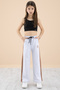 Gray Garnished Wide Leg Girls' Elastic Waist Sweatpants 20195
