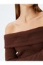 Slim Fit Long Sleeve Off-The-Shoulder Plush Sweater - 5