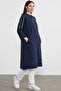 Judge Collar Zippered Comfortable Fit Cap - Navy Blue - 3