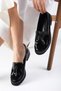 Iris Black Color Patent Leather Women's Oxford Daily Flat Shoes - 5