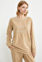 Embroidery Detailed Fleece Pajama Set - Camel - 4