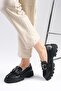 Suzi Black Color Thick Soled Women's Loafer Shoes - 5