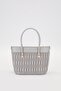 Gray Embossed Diamond Pattern Handbag - 5