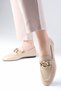 Dakota Genuine Leather Tan Chain Accessory Blunt Toe Women's Loafer Shoes - 6