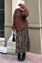 Brown V-Neck Oversize Women's Knitwear Sweater Mg2149 - 3