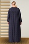 Women's Large Size Square Collar Striped Dress - 8