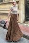 Brown Wrinkled Pattern Midi Length Women's Skirt Mg2266