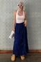 Navy Blue Elastic Waist Crinkled Micro Long Women's Skirt Mg2155 - 4