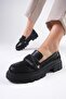 Judi Black Color Thick Soled Women's Loafer Shoes - 6