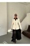 Ecru Black Buttoned Design Stamp Jacket - 8
