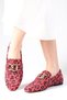 Myrcella Genuine Suede Orange Color Leopard Pattern Chain Accessory Blunt Toe Women's Loaf - 4