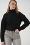 15917 Women's Turtleneck Oversize Knitwear Sweater - Black - 3