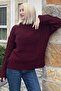 Burgundy Crew Neck Knitted Knitwear Sweater Mg2262 - 2
