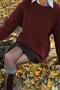 Burgundy Crew Neck Knitted Knitwear Sweater Mg2262 - 6