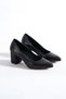 Genuine Leather Black Pointed Toe Casual Women's Heeled Shoes - 3