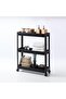 Slim Black 3-Tier Kitchen and Bathroom Shelf with Wheels Tiered Organizer - Narrow Space Spice Rack Towel Holder - 3