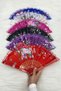 Lacy Mixed Color Bridal Bridesmaid Fan, Bride Bachelorette Party Henna Gift, 6 Pieces - 5