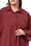 Plus Size Short Burgundy Shirt with Button and Sleeve Detail - 5