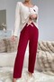 Embroidered Burgundy Cotton Heart Detailed Pajamas Set - 2
