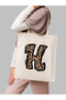 Leopard Letter K Patterned, Y2 Pinterest Retro Cloth Bag Tote Bag, Gift Bag - 4