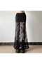 Black Slit Maxi Length Lace Skirt, Maxi Imported Guipure Skirt, Mini Slit Inside Guipure Skirt, Gothic Skirt - 5
