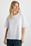 Lagertha women's 100% organic cotton thick textured oversize fit round neck white t-shirt