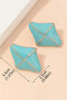 Turquoise Design Gold Color Women's Earrings - 3