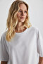 Lagertha women's 100% organic cotton thick textured oversize fit round neck white t-shirt - 5