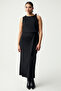 Kınkbb Women's Elastic Waist Side Seam Gathered Panel Detailed Black Large Size Skirt