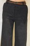 Black Black Women's High Waist Self Patterned Waist Elastic Winter Wide Leg Palazzo Trousers - 3