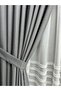Meyra Glossy Cotton Gray Background Curtain 1/3 Close Pleat - 5