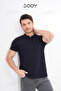 Men's 100% Cotton Navy Blue Polo Neck T-Shirt - 4