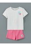 Lcw Kids White Crew Neck Baby Girl T-Shirt and Shorts 2-Piece