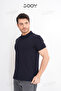 Men's 100% Cotton Navy Blue Polo Neck T-Shirt - 6
