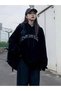 Women's Black Twinkle Printed Hooded Hoodie Sweatshirt