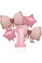 1 Year Old Pink Colored Retro Pink Bow Ballon Birthday Party Set Ornament - 4