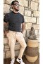 Men's Jogger Pants Beige with Belted Waist, Half Elastic Lace-Up High Quality Joggers